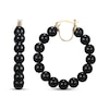 Thumbnail Image 3 of Black Agate Bead Hoop Earrings 40mm Sterling Silver with 10K Yellow Gold Plate