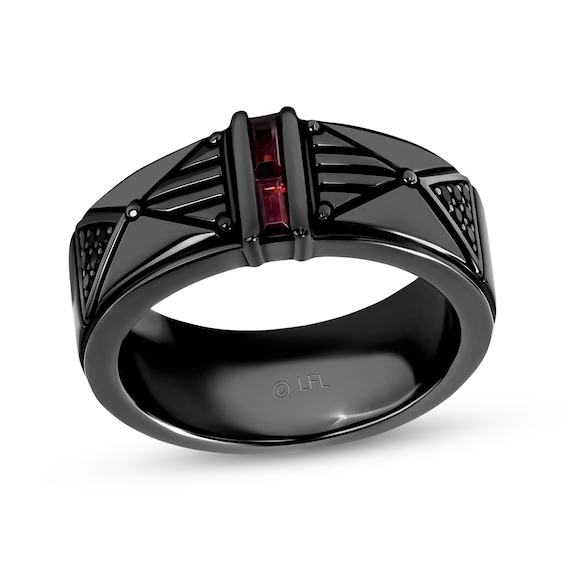 Star Wars Darth Vader Baguette-Cut Garnet & Black Diamond Ring 1/8 ct tw Sterling Silver