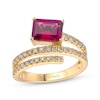 Thumbnail Image 1 of Le Vian Good Karma Emerald-Cut Rhodolite Garnet Ring 1/2 ct tw Diamonds 14K Honey Gold