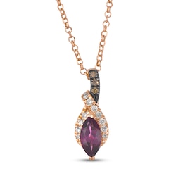 Le Vian Marquise-Cut Rhodolite Garnet Necklace 1/8 ct tw Diamonds 14K Strawberry Gold 19&quot;