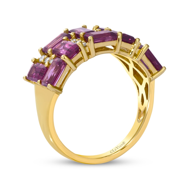 Main Image 3 of Le Vian Venetian Mosaic Octagon-Cut Rhodolite Garnet Ring 1/5 ct tw Diamonds 14K Honey Gold