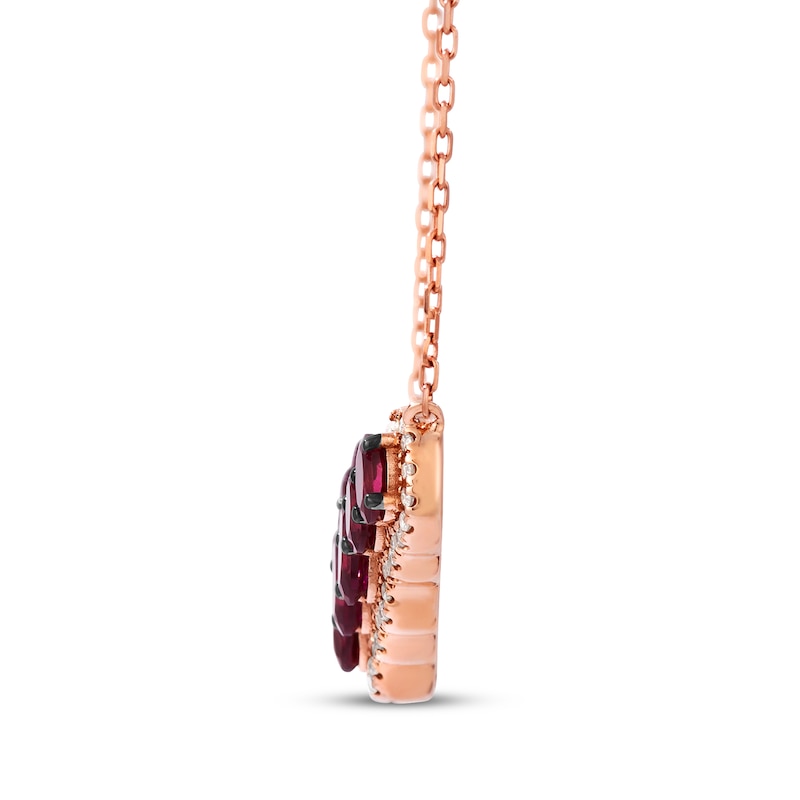 Main Image 2 of Le Vian Waterfall Oval-Cut Rhodolite Garnet Necklace 1/3 ct tw Diamonds 14K Strawberry Gold 19&quot;