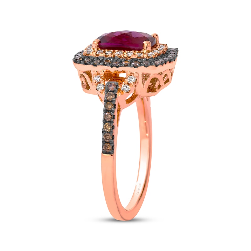 Main Image 2 of Le Vian Cushion-Cut Rhodolite Garnet Ring 1/2 ct tw Diamonds 14K Strawberry Gold