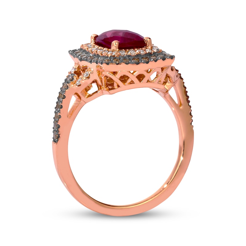 Main Image 3 of Le Vian Cushion-Cut Rhodolite Garnet Ring 1/2 ct tw Diamonds 14K Strawberry Gold