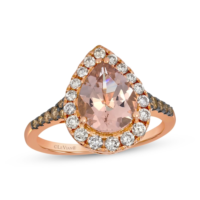 Le Vian Pear-Shaped Morganite Ring 1/2 ct tw Diamonds 14K Strawberry Gold