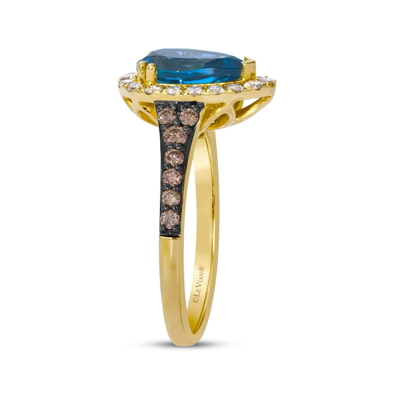 Main Image 2 of Le Vian Pear-Shaped Blue Topaz Ring 5/8 ct tw Diamonds 14K Honey Gold