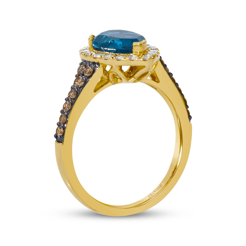 Main Image 3 of Le Vian Pear-Shaped Blue Topaz Ring 5/8 ct tw Diamonds 14K Honey Gold