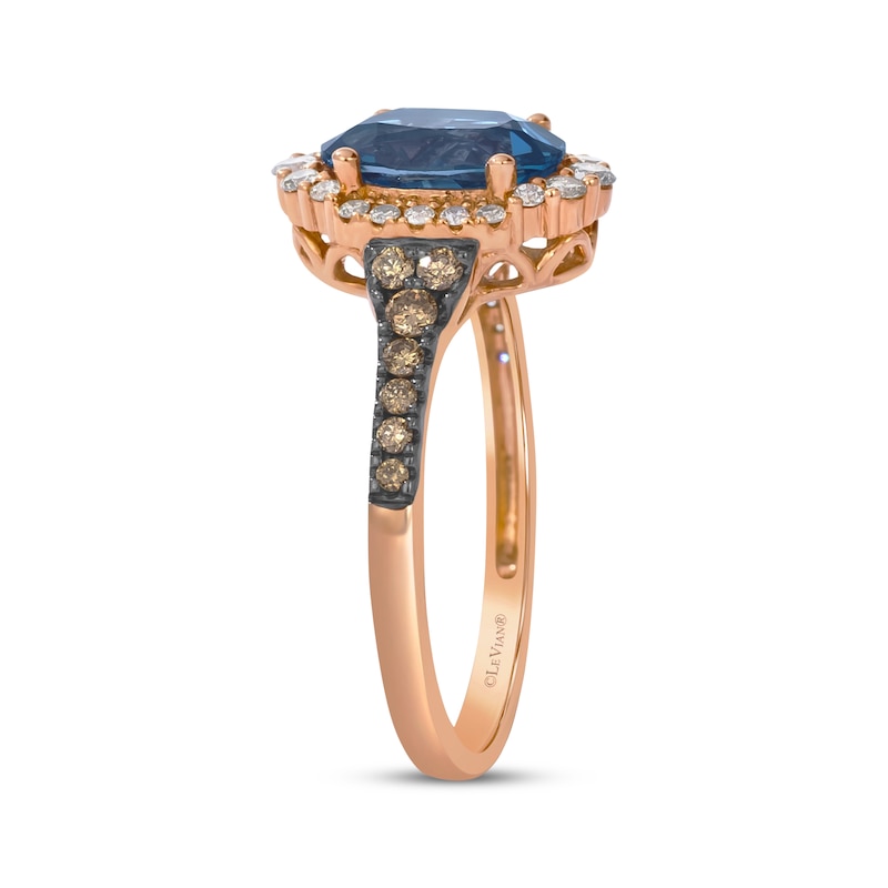 Main Image 2 of Le Vian Oval-Cut Blue Topaz Ring 3/8 ct tw Diamonds 14K Strawberry Gold