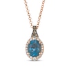 Thumbnail Image 1 of Le Vian Oval-Cut Blue Topaz Necklace 1/3 ct tw Diamonds 14K Strawberry Gold 19&quot;