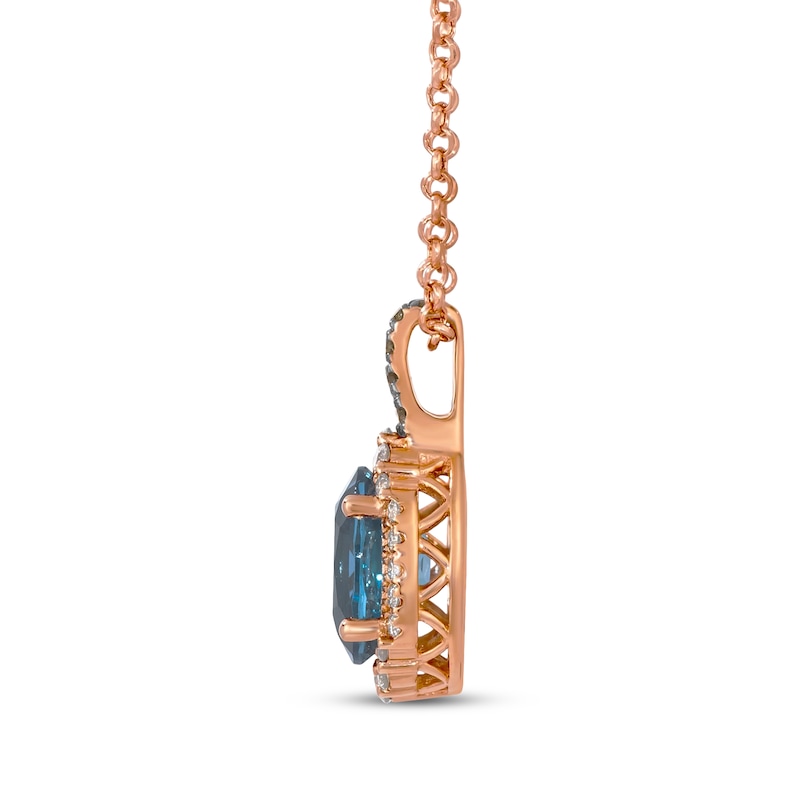 Main Image 2 of Le Vian Oval-Cut Blue Topaz Necklace 1/3 ct tw Diamonds 14K Strawberry Gold 19&quot;