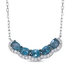 Thumbnail Image 0 of Le Vian Waterfall Oval-Cut Blue Topaz Curved Bar Necklace 1/8 ct tw Diamonds 14K Vanilla Gold 19"