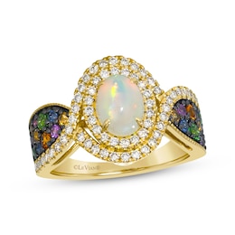 Le Vian Oval-Cut Opal & Multi-Gemstone Ring 1/2 ct tw Diamonds 14K Honey Gold