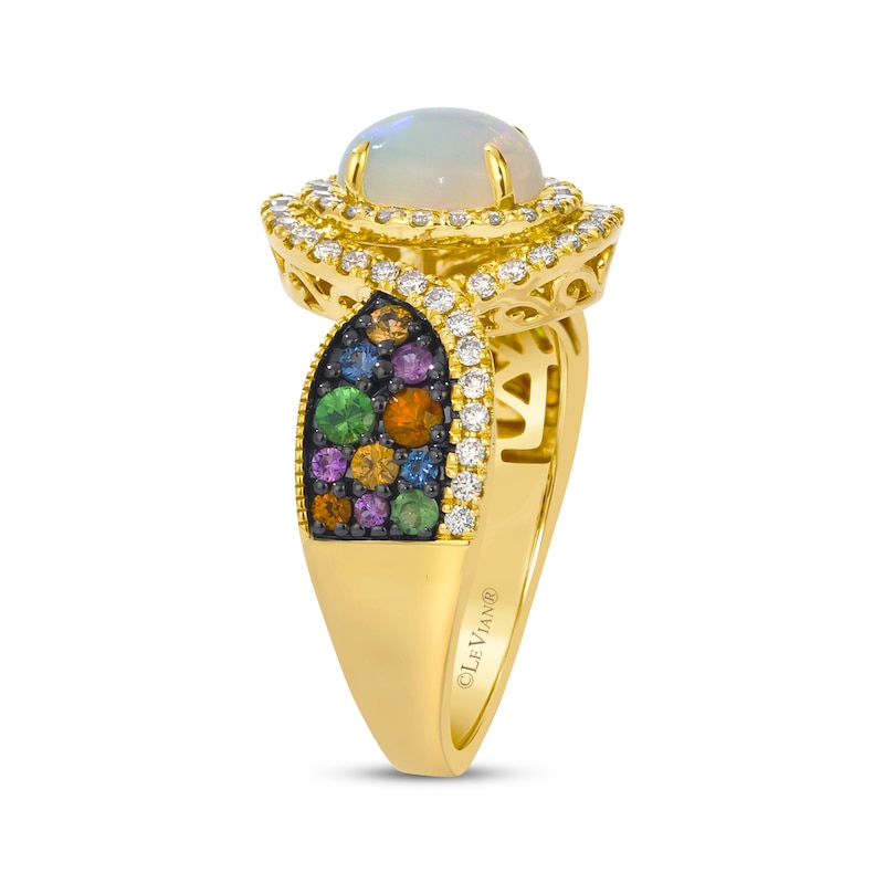 Le Vian Oval-Cut Opal & Multi-Gemstone Ring 1/2 ct tw Diamonds 14K Honey Gold