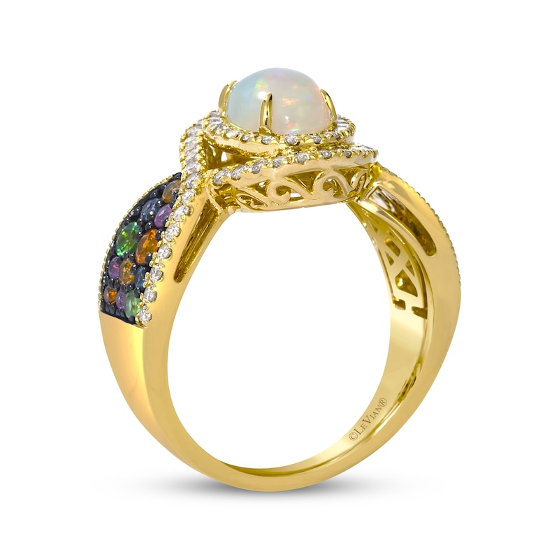 Le Vian Oval-Cut Opal & Multi-Gemstone Ring 1/2 ct tw Diamonds 14K Honey Gold