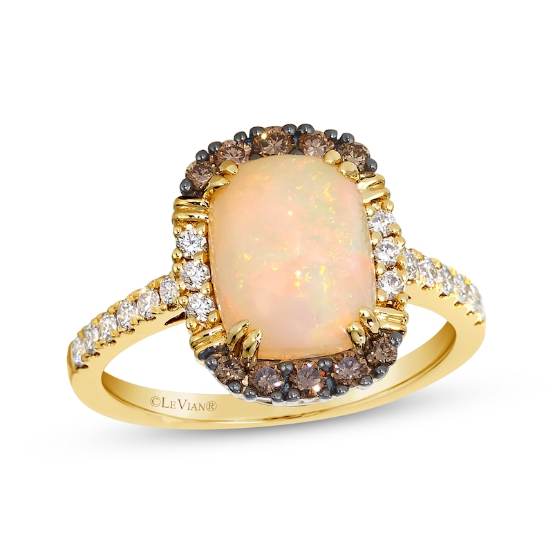 Main Image 1 of Le Vian Cushion-Cut Opal Ring 1/2 ct tw Diamonds 14K Honey Gold