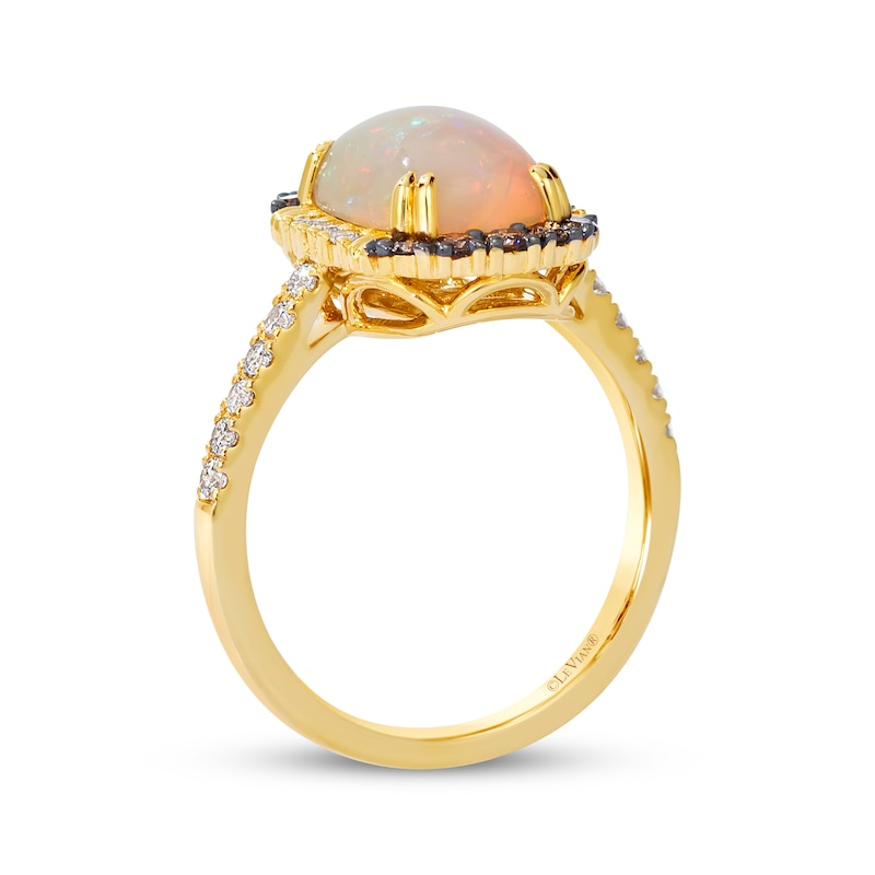 Main Image 3 of Le Vian Cushion-Cut Opal Ring 1/2 ct tw Diamonds 14K Honey Gold