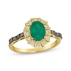 Thumbnail Image 1 of Le Vian Oval-Cut Emerald Ring 1/4 ct tw Diamonds 14K Honey Gold