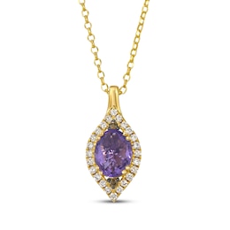 Le Vian Oval-Cut Amethyst Necklace 1/3 ct tw Diamonds 14K Honey Gold 19&quot;