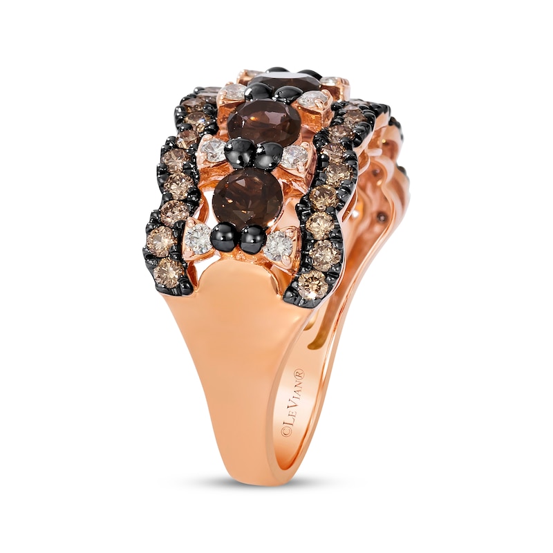 Main Image 2 of Le Vian Chocolate Quartz Scalloped Ring 7/8 ct tw Diamonds 14K Strawberry Gold