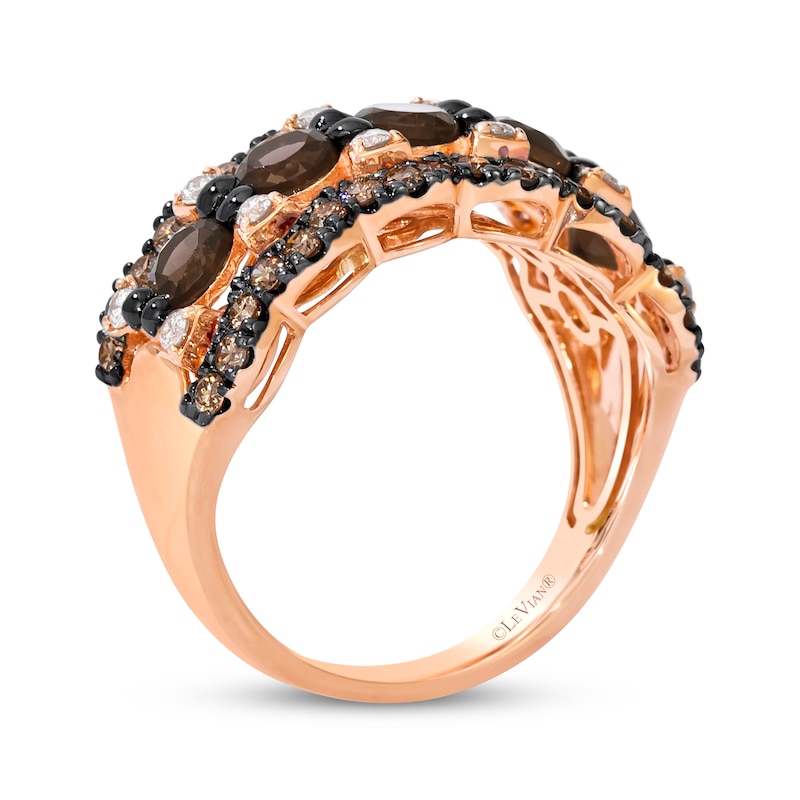 Main Image 3 of Le Vian Chocolate Quartz Scalloped Ring 7/8 ct tw Diamonds 14K Strawberry Gold