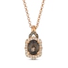 Thumbnail Image 1 of Le Vian Oval-Cut Chocolate Quartz Necklace 1/5 ct tw Diamonds 14K Strawberry Gold 19&quot;