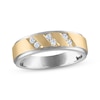 Thumbnail Image 1 of Men's Diamond Diagonal Wedding Band 1/5 ct tw 10K Two-Tone Gold