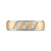 Thumbnail Image 3 of Men's Diamond Diagonal Wedding Band 1/5 ct tw 10K Two-Tone Gold