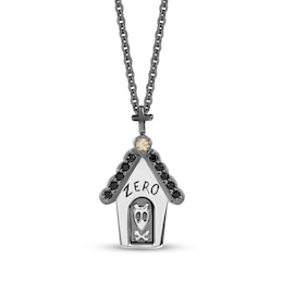 Disney Treasures The Nightmare Before Christmas Citrine & Diamond Doghouse Necklace 1/15 ct tw Sterling Silver 19&quot;