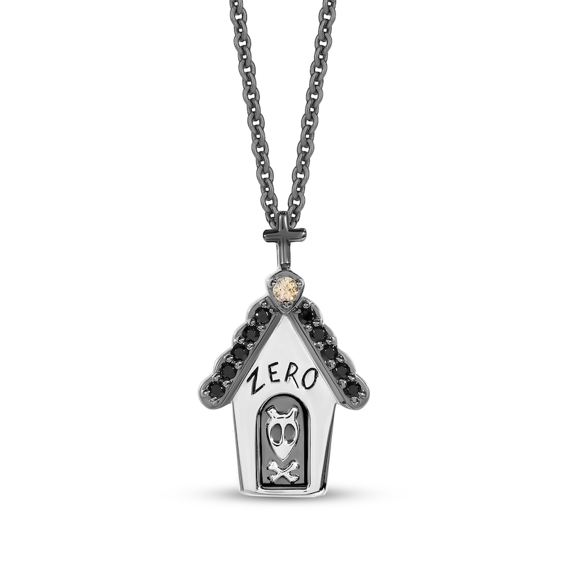 Main Image 1 of Disney Treasures The Nightmare Before Christmas Citrine & Diamond Doghouse Necklace 1/15 ct tw Sterling Silver 19&quot;