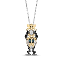 Disney Treasures The Lion King London Blue Topaz & Diamond Necklace 1/10 ct tw Sterling Silver & 10K Yellow Gold 19&quot;