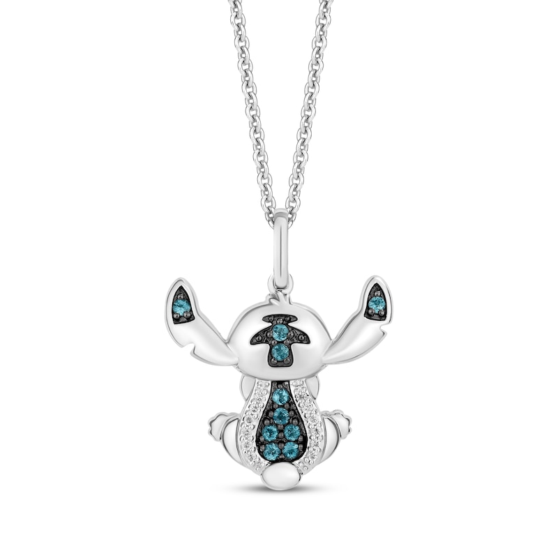 Main Image 1 of Disney Treasures Lilo & Stitch London Blue Topaz & Diamond Necklace Sterling Silver 19&quot;