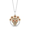 Thumbnail Image 1 of Disney Treasures Coco Garnet & Diamond Sugar Skull Necklace 1/15 ct tw Sterling Silver & 10K Yellow Gold 19&quot;