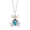 Thumbnail Image 1 of Winnie the Pooh &quot;Roo&quot; Heart-Shaped Swiss Blue Topaz & Diamond Necklace 1/20 ct tw Sterling Silver & 10K Rose Gold 19&quot;