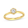 Thumbnail Image 0 of Round-Cut Diamond Hexagon Frame Solitaire Engagement Ring 1/3 ct tw 14K Yellow Gold (I/I2)