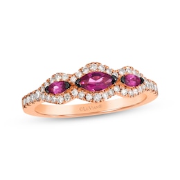 Le Vian Marquise-Cut Rhodolite Garnet Ring 1/3 ct tw Diamonds 14K Strawberry Gold