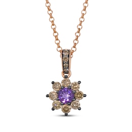 Le Vian Chocolate Sunflower Collection Amethyst Necklace 5/8 ct tw Diamonds 14K Strawberry Gold 19&quot;