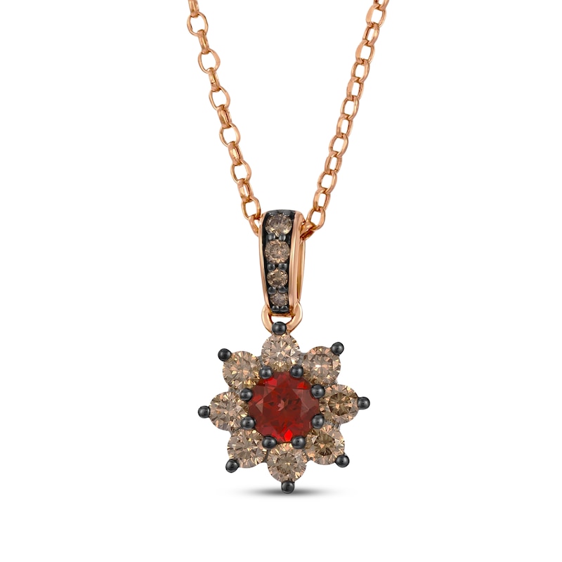 Le Vian Chocolate Sunflower Collection Garnet Necklace 5/8 ct tw Diamonds 14K Strawberry Gold 19"