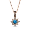 Thumbnail Image 1 of Le Vian Chocolate Sunflower Collection Blue Topaz Necklace 5/8 ct tw Diamonds 14K Strawberry Gold 19&quot;