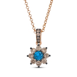 Le Vian Chocolate Sunflower Collection Blue Topaz Necklace 5/8 ct tw Diamonds 14K Strawberry Gold 19&quot;