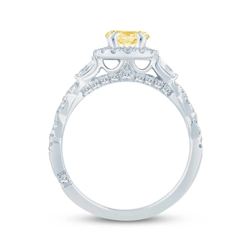 Monique Lhuillier Bliss Oval-Cut Yellow & White Lab-Created Diamond Engagement Ring 1-3/4 ct tw 18K White Gold