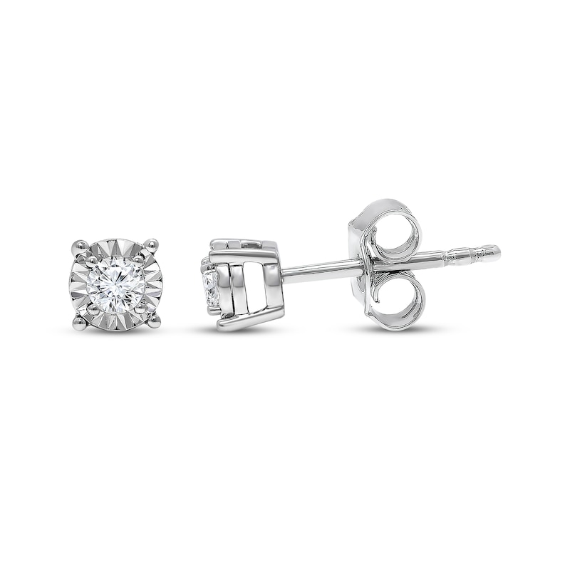 Main Image 1 of Radiant Reflections Round-Cut Diamond Solitaire Stud Earrings 1/6 ct tw Sterling Silver (J/I3)