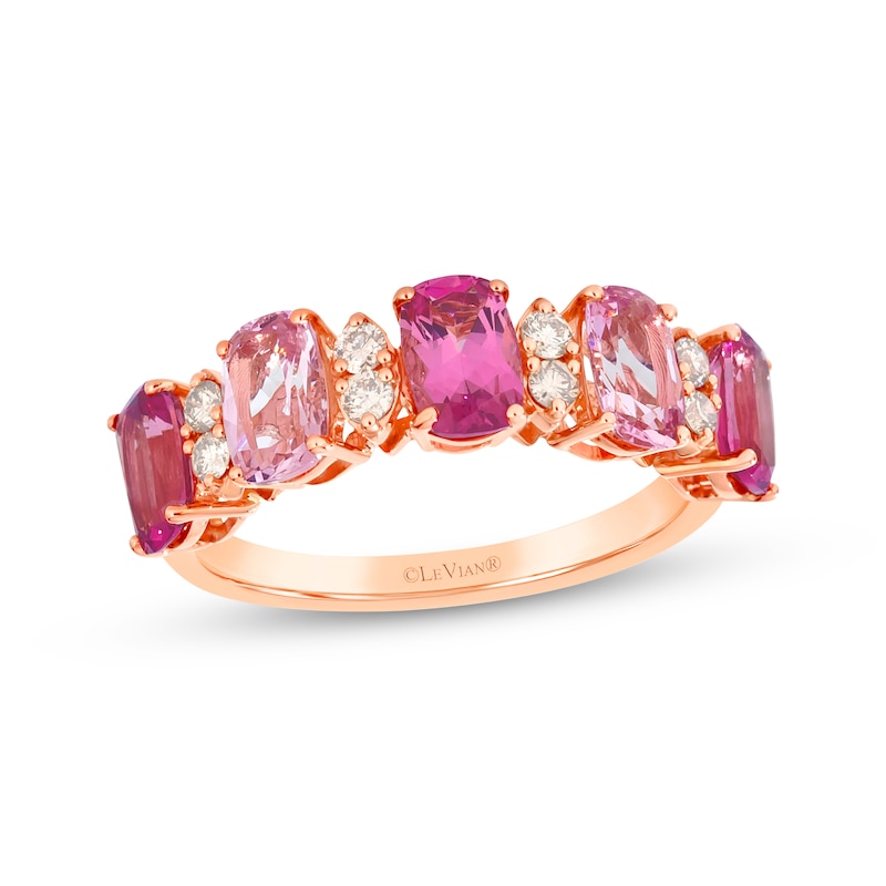 Le Vian Cushion-Cut Pink Tourmaline & Morganite Ring 1/5 ct tw Diamonds 14K Strawberry Gold