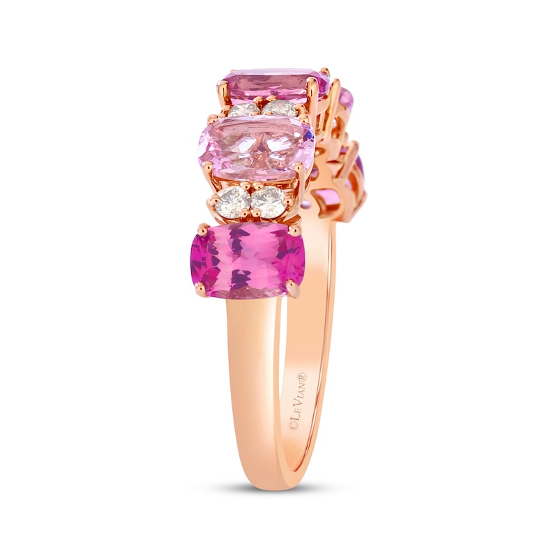 Le Vian Cushion-Cut Pink Tourmaline & Morganite Ring 1/5 ct tw Diamonds 14K Strawberry Gold