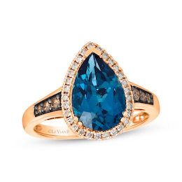 Le Vian Pear-Shaped Blue Topaz Ring 1/4 ct tw Diamonds 14K Strawberry Gold®