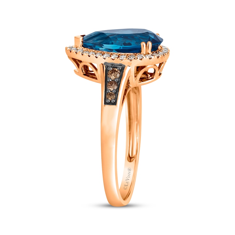 Le Vian Pear-Shaped Blue Topaz Ring 1/4 ct tw Diamonds 14K Strawberry Gold®