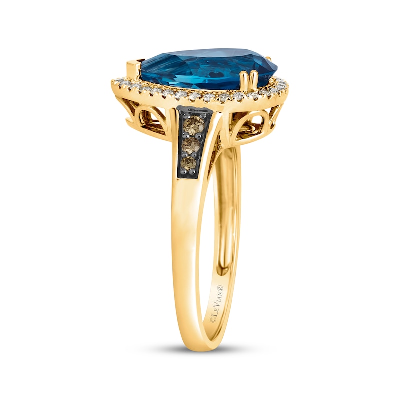 Le Vian Pear-Shaped Blue Topaz Ring 1/4 ct tw Diamonds 14K Honey Gold