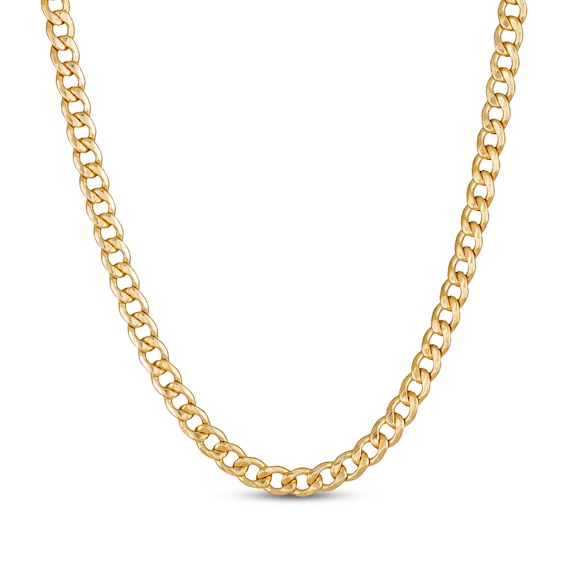 Solid Diamond-Cut Curb Chain Necklace 7.1mm 10K Yellow Gold 24"