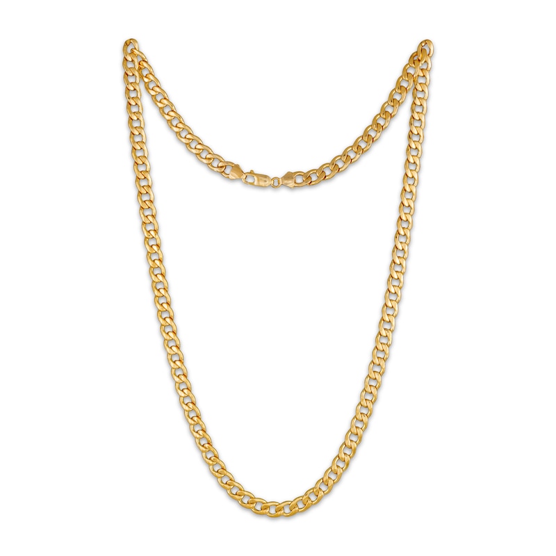 Main Image 2 of Solid Diamond-Cut Curb Chain Necklace 7.1mm 10K Yellow Gold 24&quot;