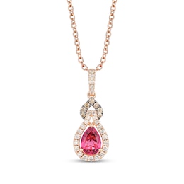 Le Vian Pear-Shaped Pink Tourmaline Necklace 1/3 ct tw Diamonds 14K Strawberry Gold 19&quot;