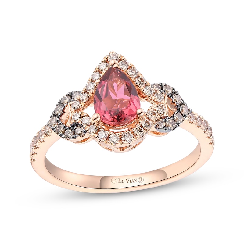 Le Vian Pear-Shaped Pink Tourmaline Ring 3/8 ct tw Diamonds 14K Strawberry Gold